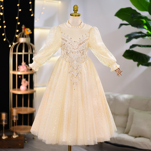 女童洋装秋冬2023冬装新款冬裙女孩毛衣裙子儿童礼服公主裙冬季