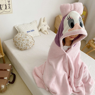 儿童卡通浴巾连帽斗篷宝宝洗澡速干浴袍吸水沙滩巾女孩男孩冬浴衣