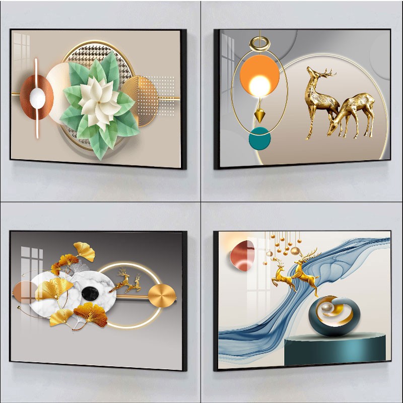 几何客厅装饰画进门鞋柜玄关走廊过道横I版挂画餐厅卧室床头墙壁图片