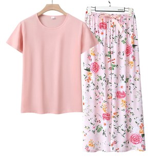 时尚 棉绸阔腿裤 新款 女夏季 休闲宽松家居服睡衣可外穿洋气绵绸 套装