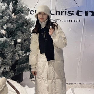 显瘦学生外套 宽松韩版 加厚保暖针织拼接羽绒棉服女2024秋冬季 新款