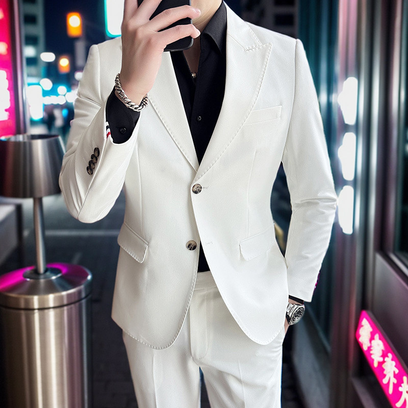 高端商务正装男士西服套装英伦风高级感修身西装两件套休闲西服套