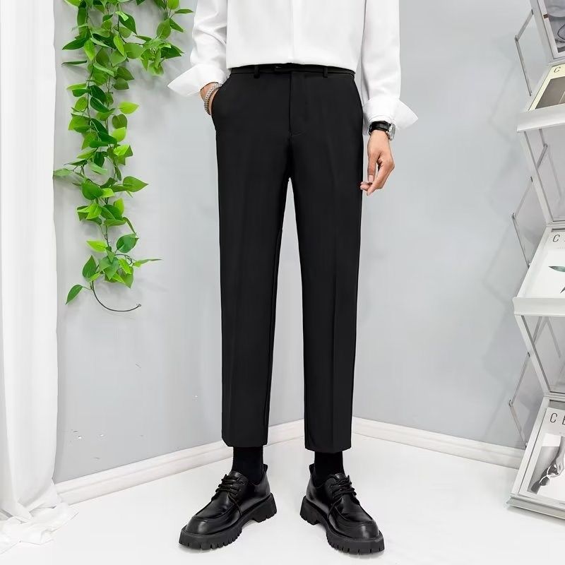 西裤男士秋季九分修身商务正装休闲裤子小脚高级垂坠感西装裤男款