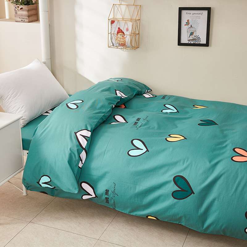 全棉被套学生宿舍单人夏季绿色薄款1.5一米五被罩单件100纯棉定制