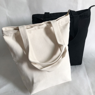小号帆布袋手提包便当袋带u饭便捷环保布袋拉链款迷你手拎包购物