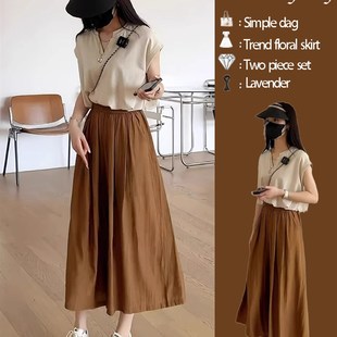 夏季女装2024新款微胖高级感时尚小个子显高显瘦遮肉两件套装裤子