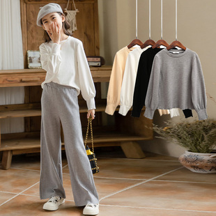 春秋女童潮范圆领打底衫秋季上衣冬季童装加绒大童t恤衫儿童长袖