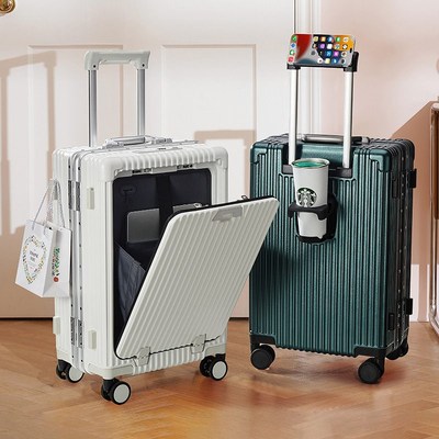 多功能前置开口行李箱高端男20寸商务登机箱女新款铝框拉杆旅行箱