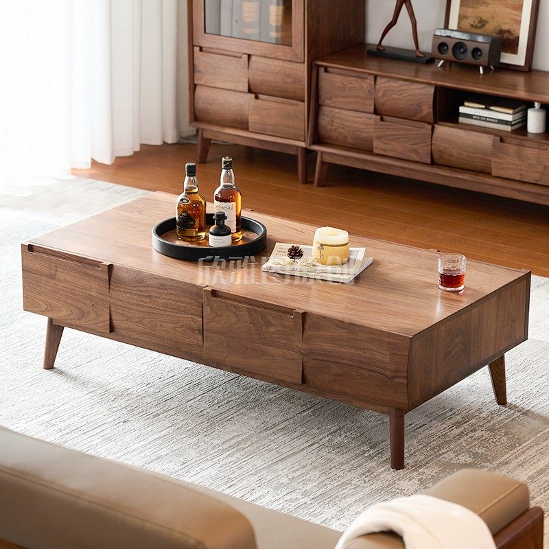 北美黑胡桃木茶几桌家用客u厅沙发桌子实木茶几矮桌北欧高端轻奢,住宅家具,茶几,淘宝优惠券,粉丝福利购,淘宝优惠卷