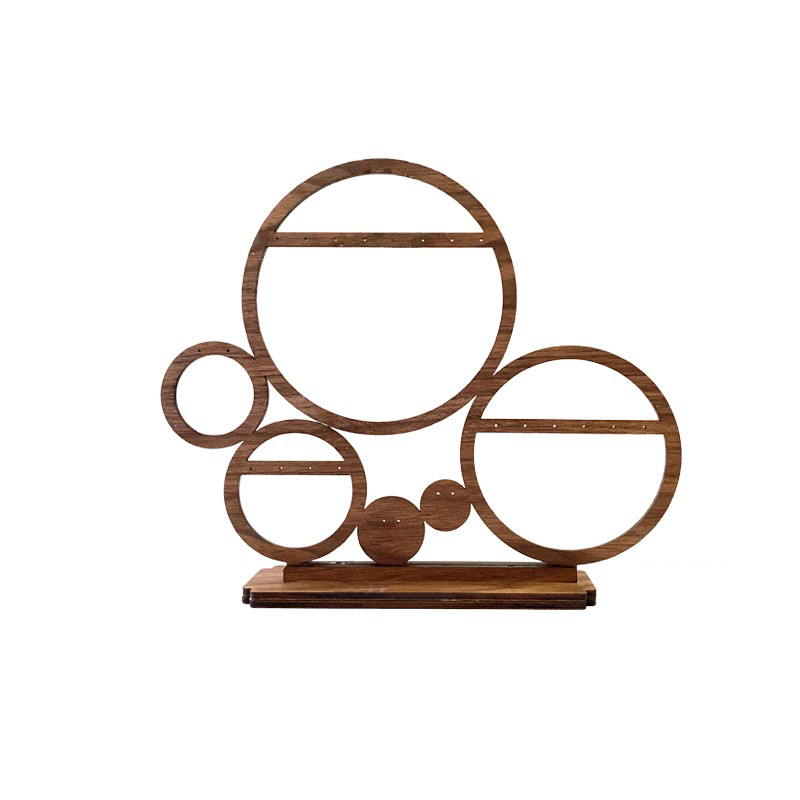 首饰展示架胡桃木贴皮多圆耳环架收纳架饰品珠宝陈列拍摄道具摆件