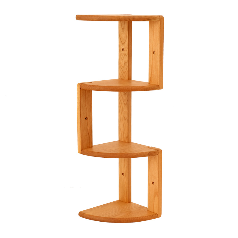 实木桌面转角置物架樱桃原木台面三角储物架墙上书架厨房墙壁挂架