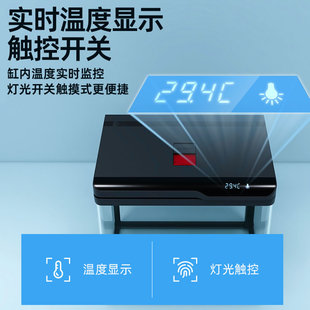 森森至臻鱼缸客厅小型生态家用热弯玻璃金鱼缸桌面轻奢客厅水族箱