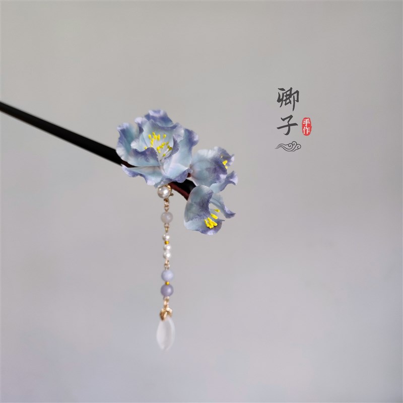 花重锦卿子手作非遗绒花黑檀木发簪国风汉服手作绒花旗袍配饰