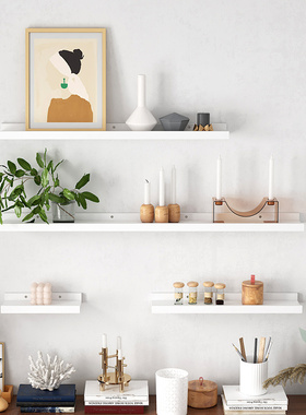 实木免打孔墙上置物架电视墙壁装饰书架子挂墙面隔板定制一字层板