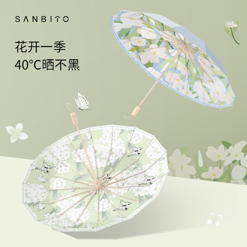 圣比托高级感遮阳太阳伞防晒防紫外线女16骨加大防风折叠晴雨两用
