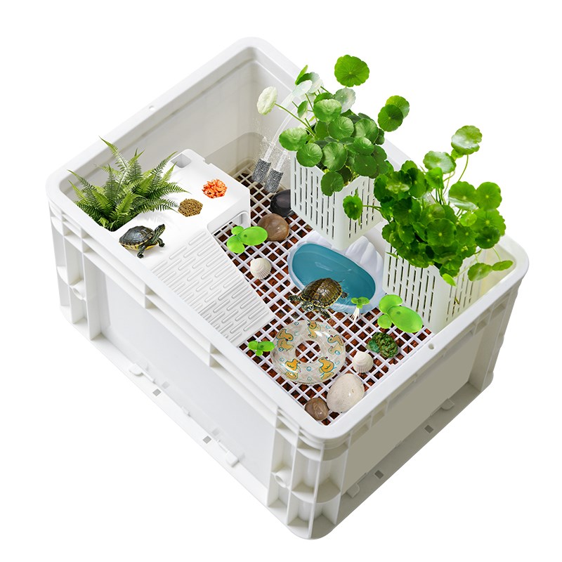 乌龟饲养缸新款免换水生态底滤水陆两栖造景爬宠缸家用可视周转箱