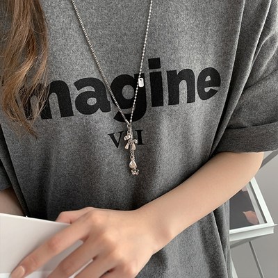 马上有钱花复古项链配饰小众嘻哈个性锁骨链高级感毛衣卫衣链颈链