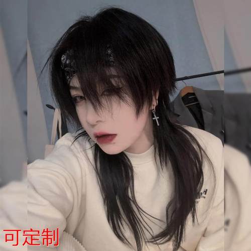 鲻鱼头假发男短发韩版帅t气狼尾头发型男女自然蓬松学生头套定做