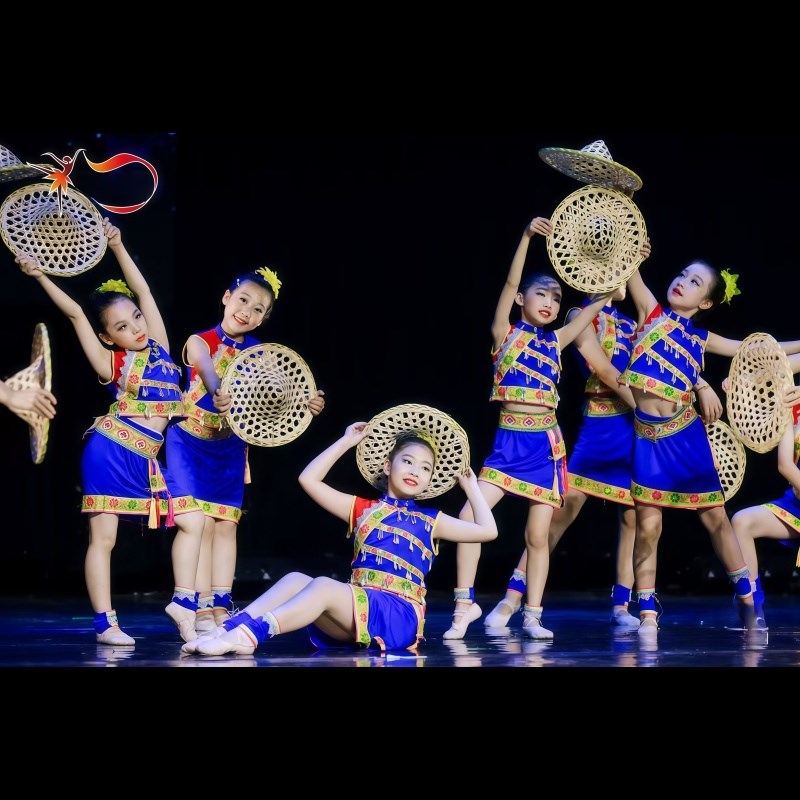 傣族舞蹈服儿童嬉傣舞蹈服装彝族傣族瑶族少数民族T舞蹈三月三服