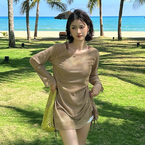 泳衣女微胖女孩两件式三件套t罩衫宽松显瘦大尺码胖mm遮肉200斤泡