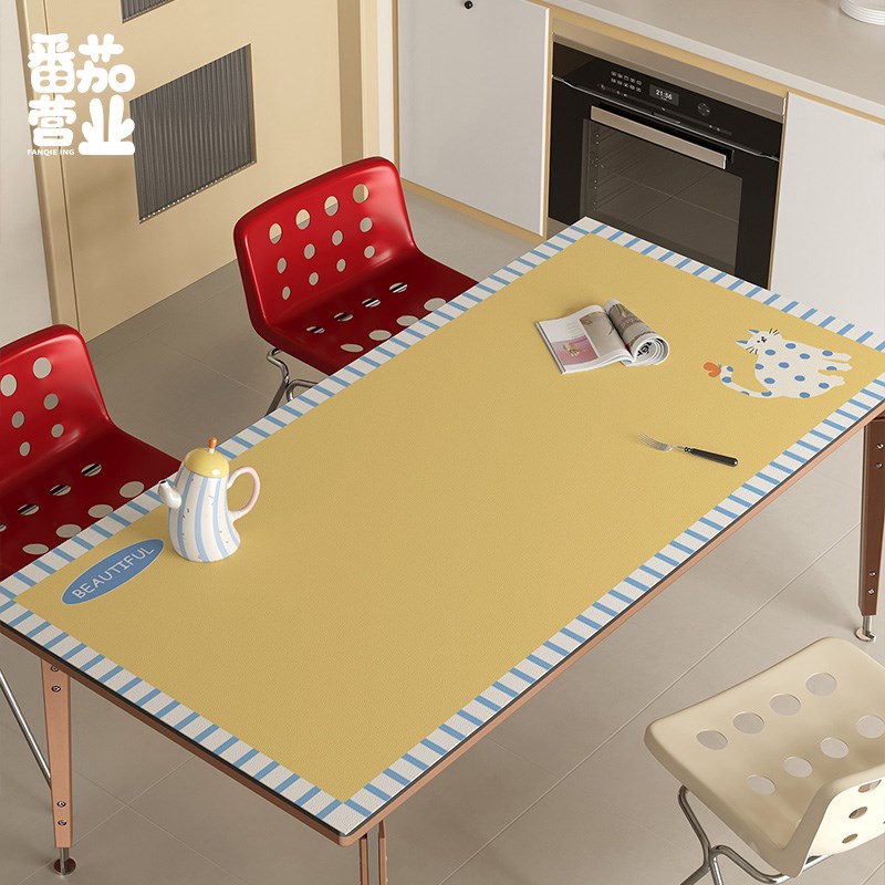 韩系卡通皮革餐桌垫子ins防水防烫餐边J桌垫客厅茶几隔热垫书桌垫