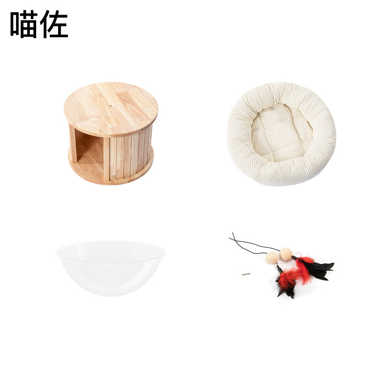 喵佐 猫爬架配件 绒布垫猫v窝凉席垫太空碗剑麻柱羽毛挂件 猫玩具