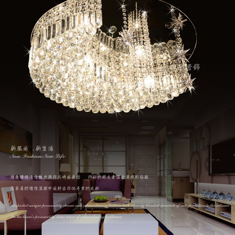 k9水晶灯月亮灯吸顶灯客厅水晶灯圆形80cm60cm客厅水晶灯圆形奢华