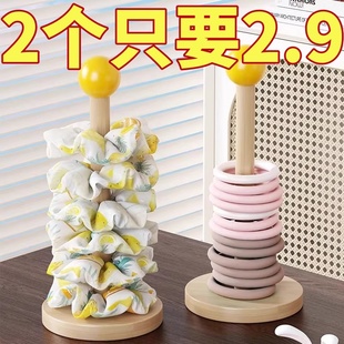 发圈收纳神器大肠发圈发饰置物架实木展示架发夹抓夹鲨鱼夹饰品架