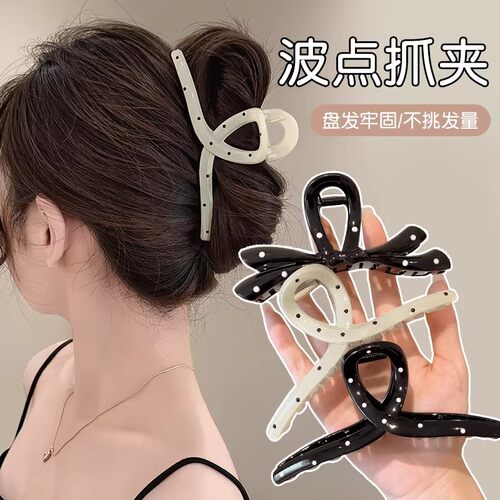 波点蝴蝶结鲨鱼夹高级百搭超好看