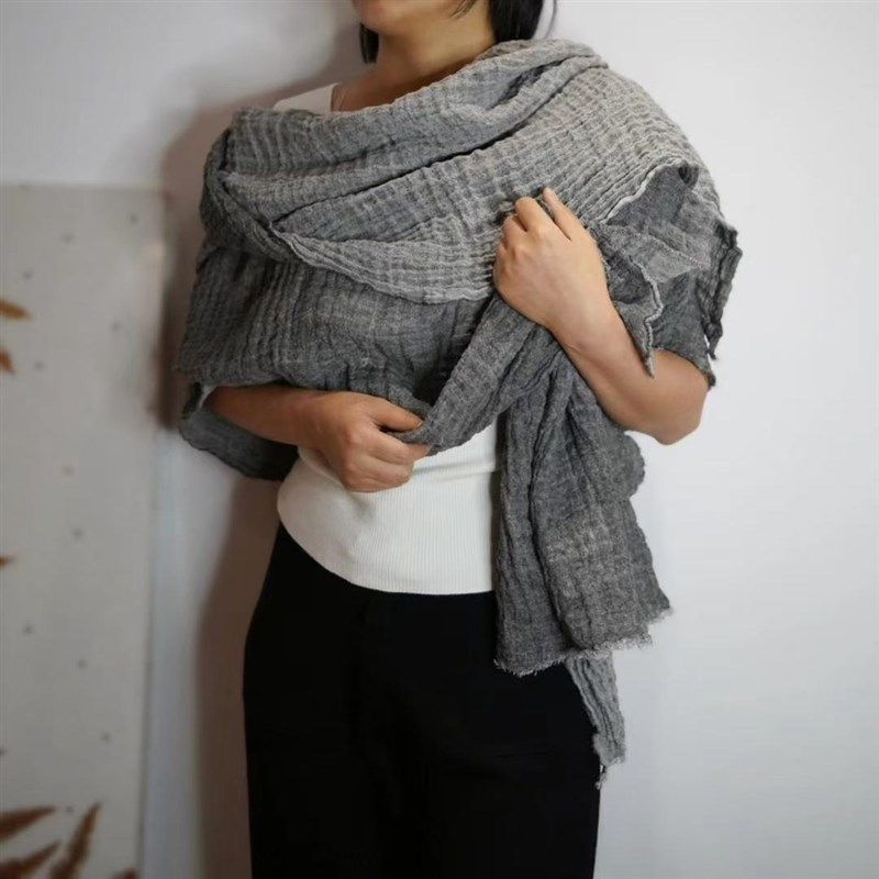 半舍与麻 秋冬加厚亚麻围巾披肩男女时尚冬装外出百搭松弛高级感