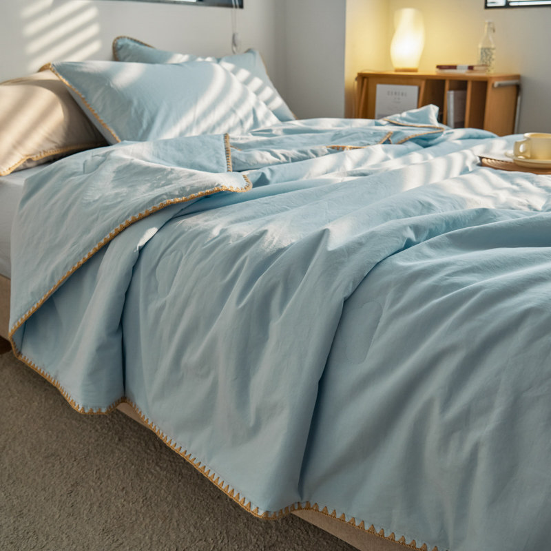 A类全棉水洗棉夏被四件套空调被床笠款夏凉被纯棉薄款被子可机洗