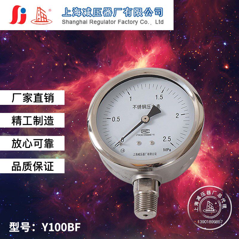 Y100BF全不锈钢压力表表u盘100不锈钢压力表上海减压器厂 压力表