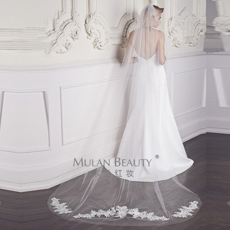 新款韩式新娘头纱带发梳婚纱拖尾结婚头纱头饰配饰婚纱照道具定制