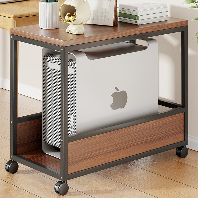 移动置物架台式电脑主机r托架带滑轮机箱柜可移动一体打印机收纳