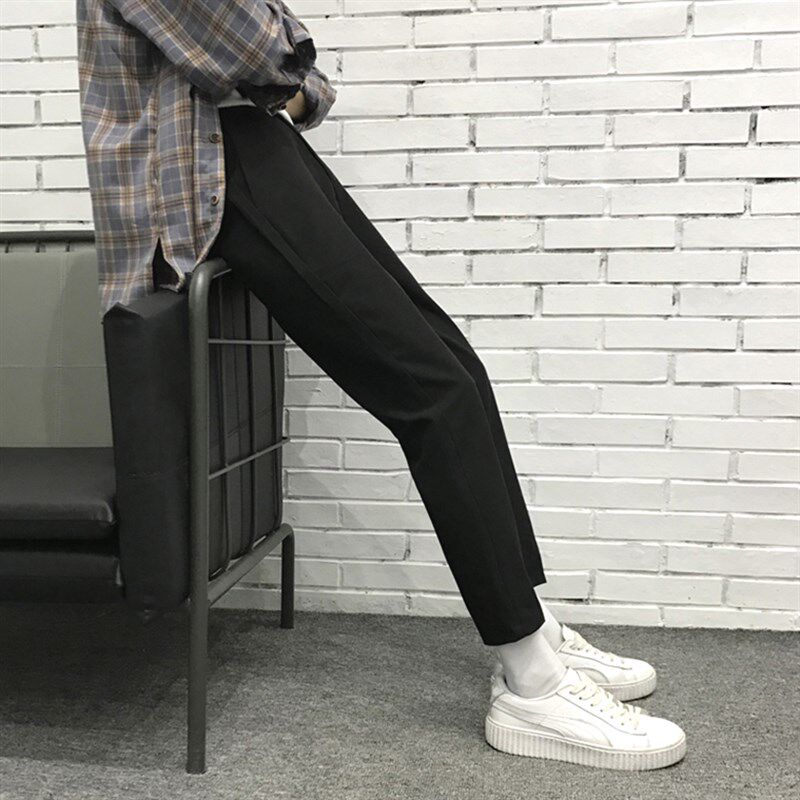 九分裤男潮流百搭学生西裤夏季薄款裤子男装韩版休闲裤黑色西装裤