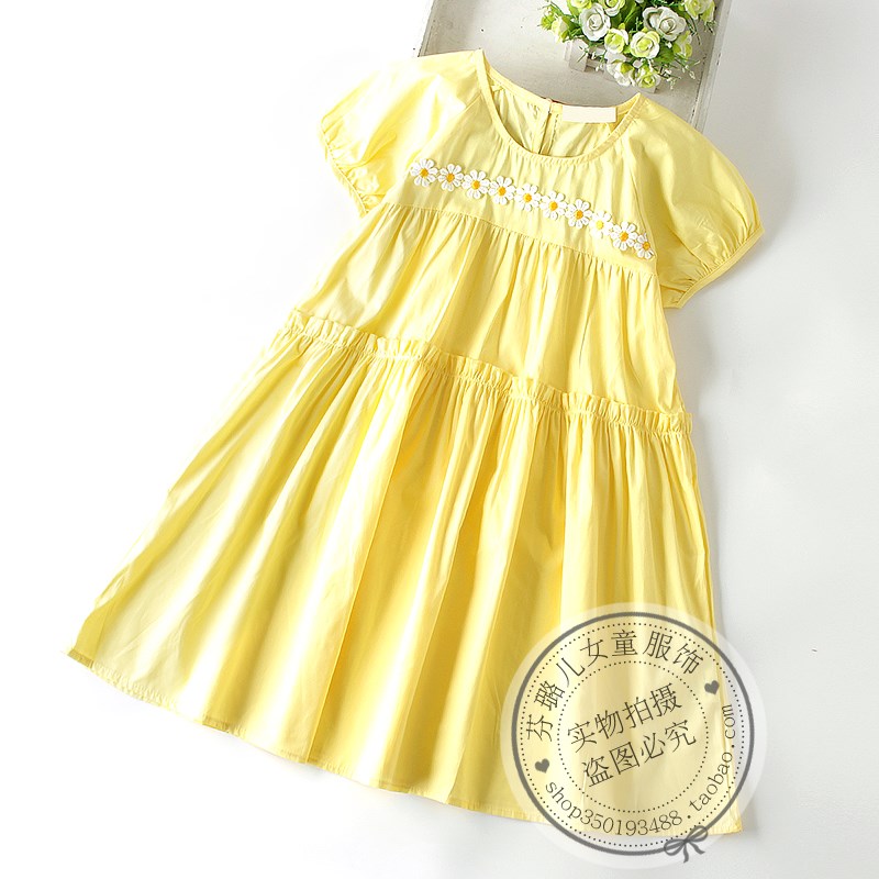 女童连衣裙夏装新款韩国儿童洋气大童装女孩夏天纯棉宽松娃娃裙子