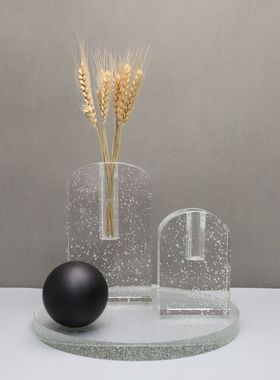 现代简约水晶气泡拱门摆件样板房售楼部卧室书房桌面玄关软装饰品