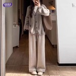 唐狮集团DESSO秋冬新款糯米裤高腰垂感宽松加绒直筒阔腿裤3