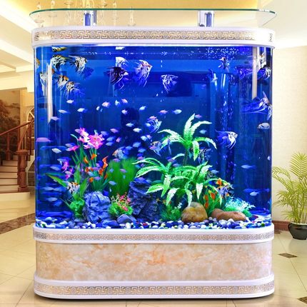 圆柱形金鱼缸水族箱客厅落地生态热弯玻璃大型圆形家用一体免换水