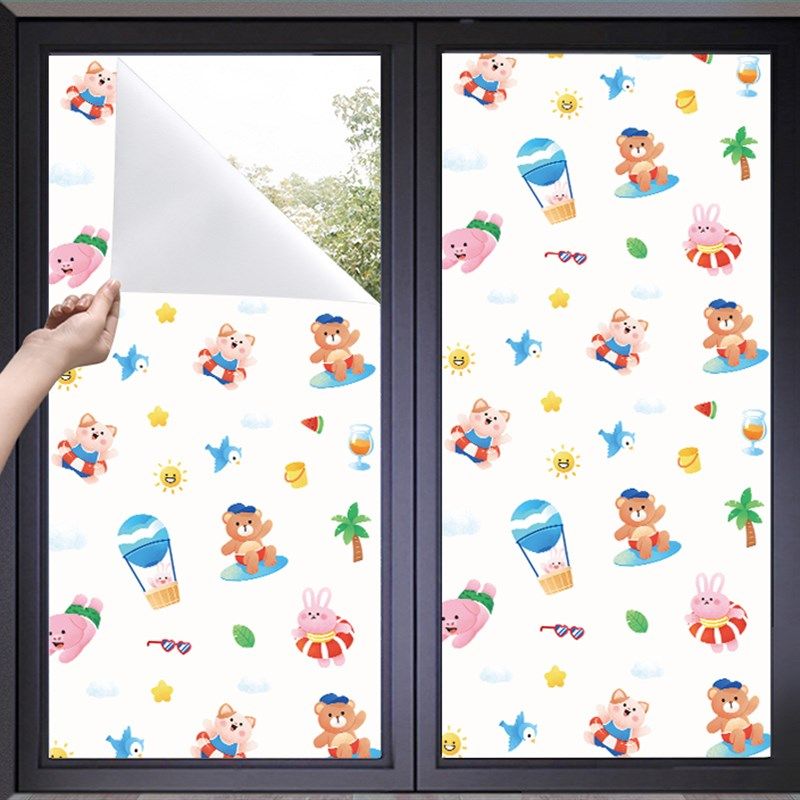 玻璃窗庶光窗帖儿童房窗户玻璃纸防窥膜卡通自带背胶防走光膜,家居饰品,玻璃膜/贴,淘宝优惠券,粉丝福利购,淘宝优惠卷