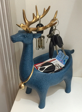 创意门口鞋柜玄关放钥匙收纳摆放台客厅装饰鹿家居饰品