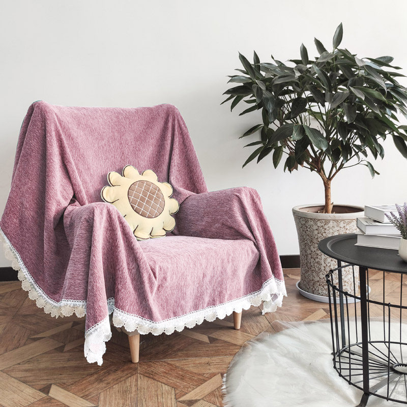 单人沙发盖布罩垫皮沙发巾全盖毯in风通用防猫抓现代紫色
