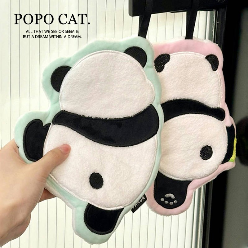 可爱熊猫擦手巾挂式卡通加厚层儿童擦手帕卫生间不掉毛抹手毛巾