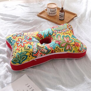 老粗布荞麦壳枕带洞养生护枕护耳荞麦皮保健枕助睡眠