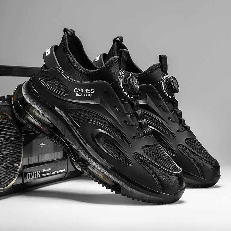 旋转纽扣男鞋秋冬透气初中学生爆米花底跑步减震休闲网面运动潮鞋