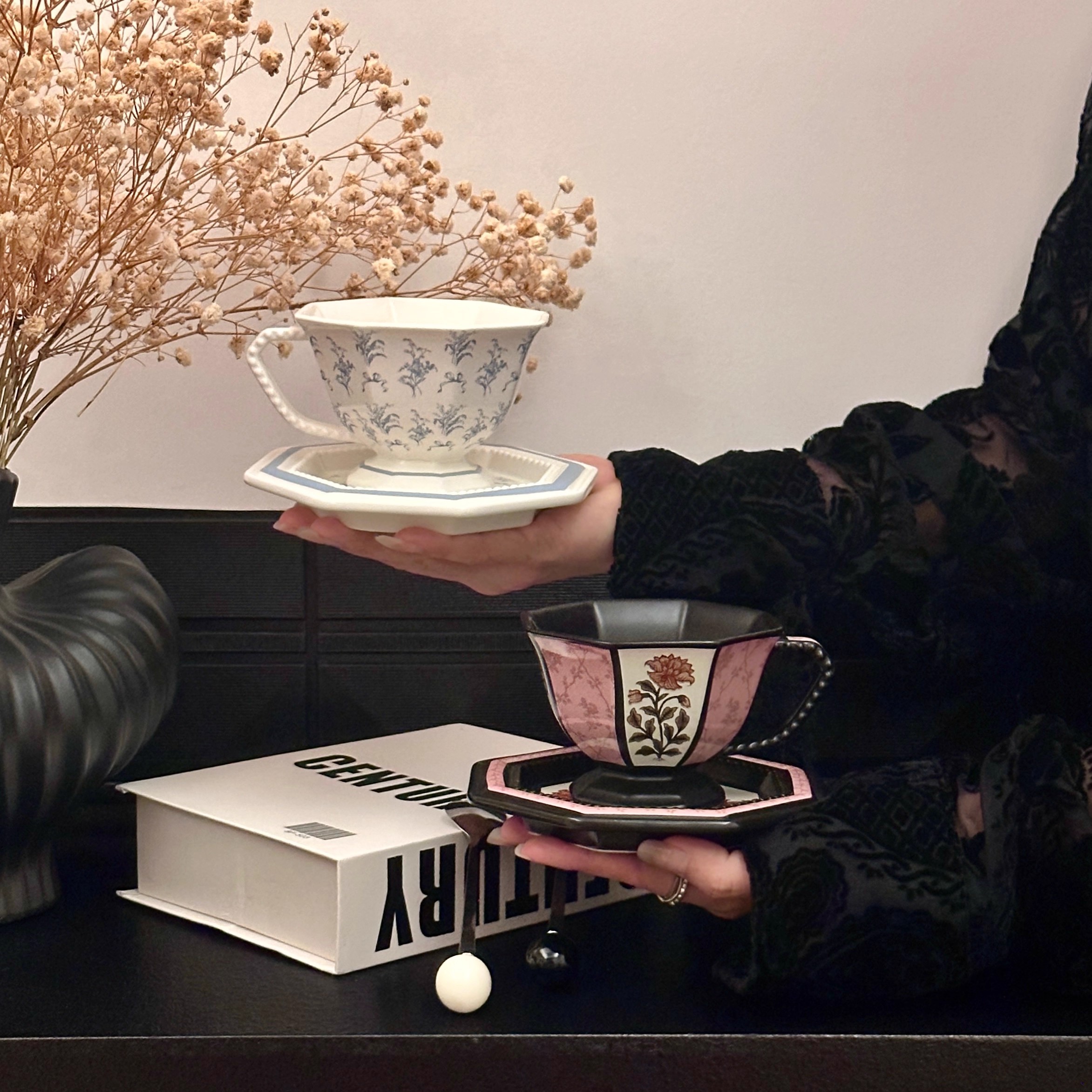 法式复古咖啡杯碟套装八角铃兰花家用下午茶杯碟拿铁拉花杯碟礼物