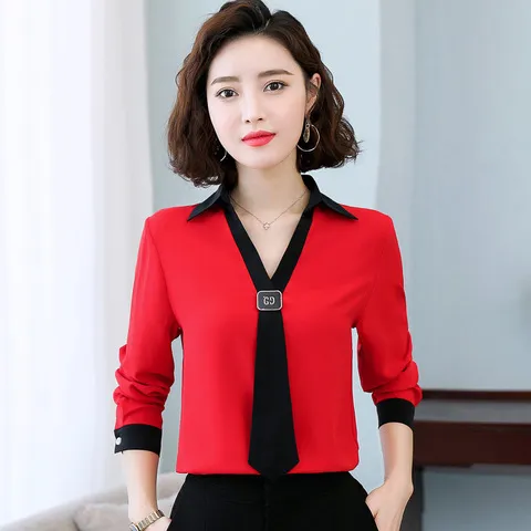设计感小众春装衬衣衬衫洋气时尚长袖新款2022潮流领带女雪纺领结