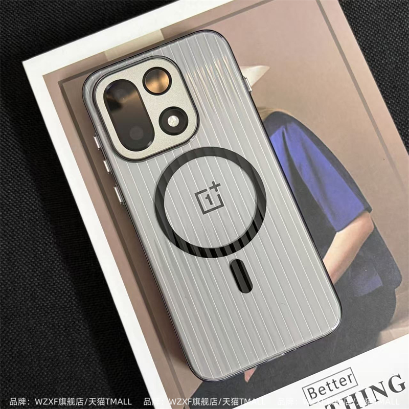 【瓦楞硬壳】适用一加15手机壳新款磁吸黑色Ace6透明磨砂1+Ace5至尊版oneplus13t大孔男女3pro高级感保护套