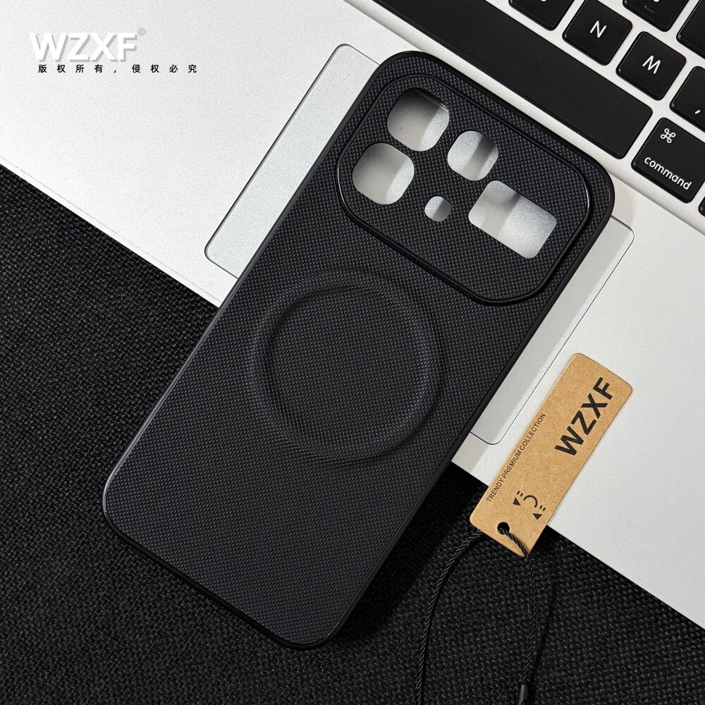 wzxf高级感钻石纹黑色磁吸手机壳适用传音Note60/60pro新款大孔皮质por全包防摔男女简约商务时尚个性保护套
