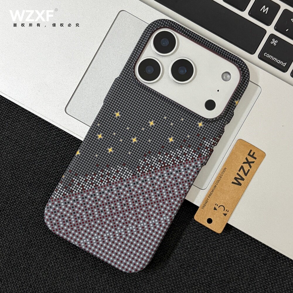 适用苹果17ProMax手机壳新款Air黑色星空16plus磁吸硬壳15pro高级感iPhone14凯夫拉纹理13女男保护套肤感超薄